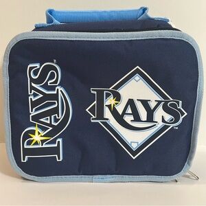 MLB Tampa Bay Rays Navy Logo Nylon Insulated Sacked Baseball Lunchbox 10in NEW